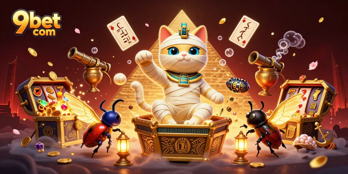Win big at 9bet com with vibrant casino games and rich rewards as Egyptian characters celebrate.