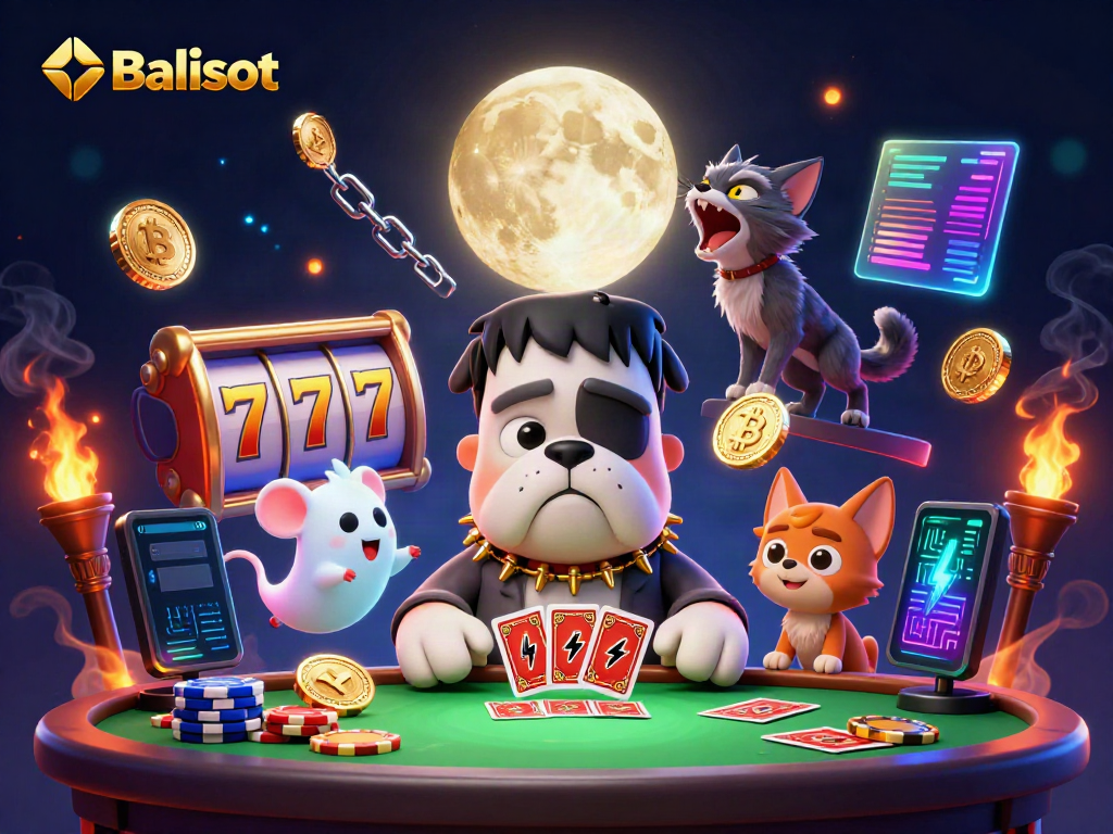 Experience the thrilling Balislot atmosphere with lively characters and vibrant casino elements.