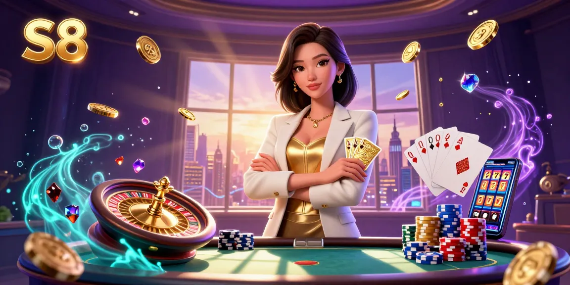 Experience the thrill of winning with S8 as you play thrilling casino games against a stunning city backdrop.