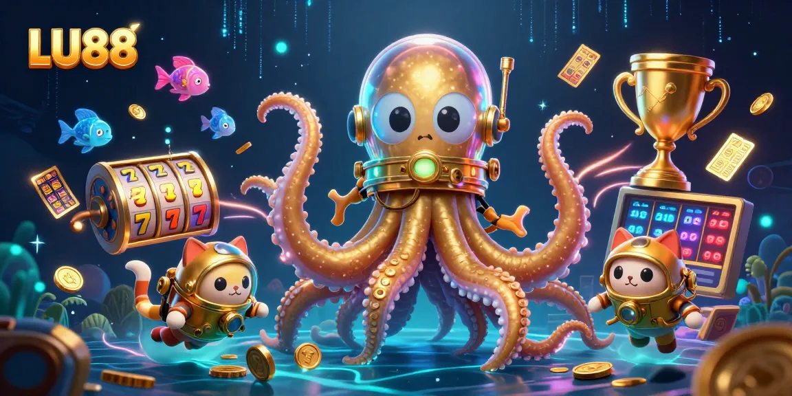 LU88 immerses players in thrilling slot action with a vibrant 3D scene featuring dynamic casino elements.