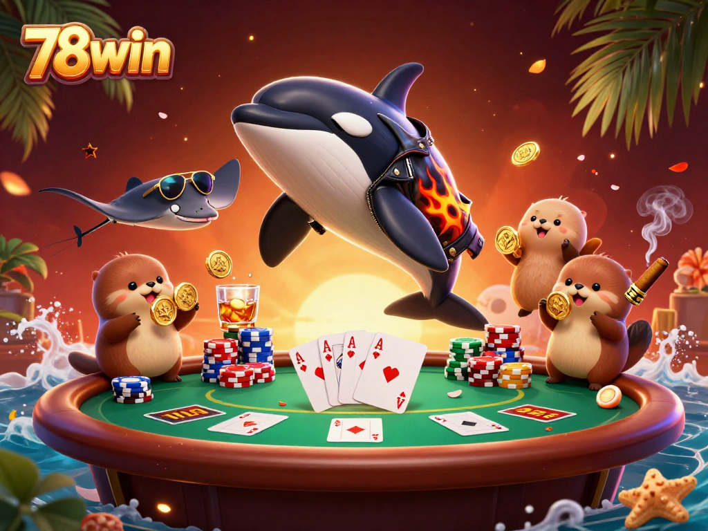 Engage with thrilling 78win poker gameplay featuring dynamic characters in a vibrant casino scene.