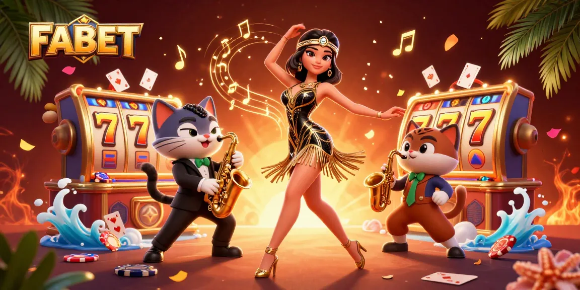 Experience the thrilling action of FABET with vibrant casino elements and dynamic characters.