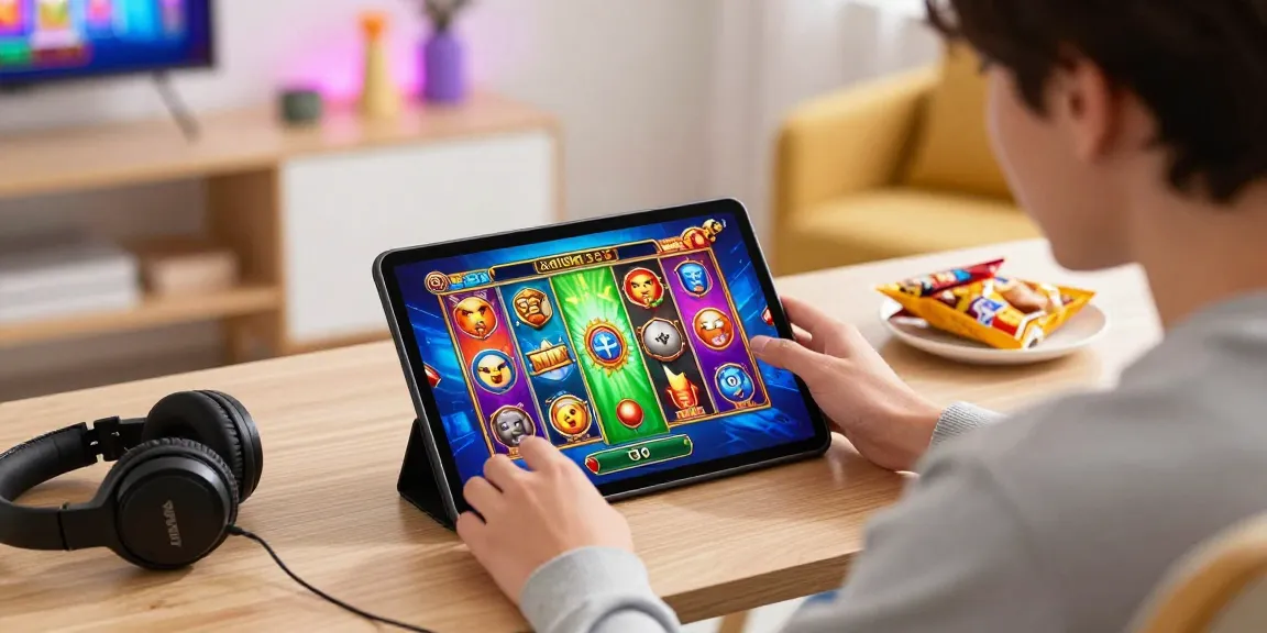 Exciting demo slot gaming experience on a tablet with colorful graphics.