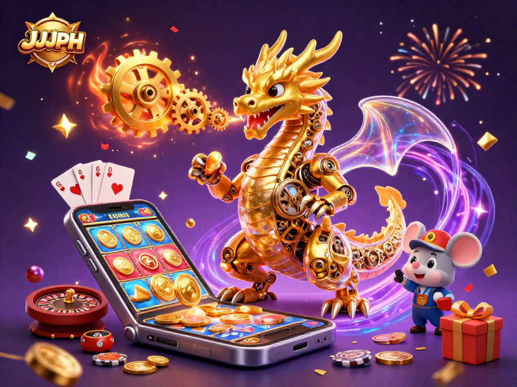 JJJPH nag-aalok ng masayang karanasan sa pagsusugal sa pamamagitan ng makulay na mga laro at dragon na may mekanikal na detalye.