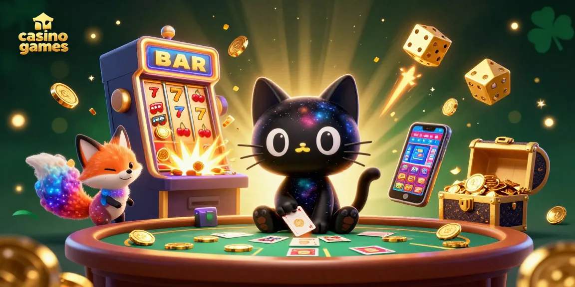 Engage with exciting casino games featuring animated characters and a vibrant cosmic setting.