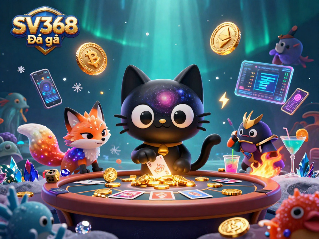 Spin to win with SV368 Đá gà at an exciting cosmic casino, featuring vibrant characters.