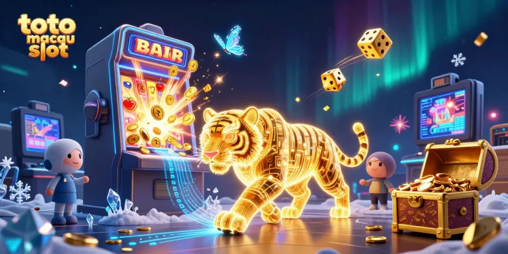 Mengalami keberuntungan dengan Toto Macau Slot yang penuh kegembiraan dalam ilustrasi kasino digital yang memukau.