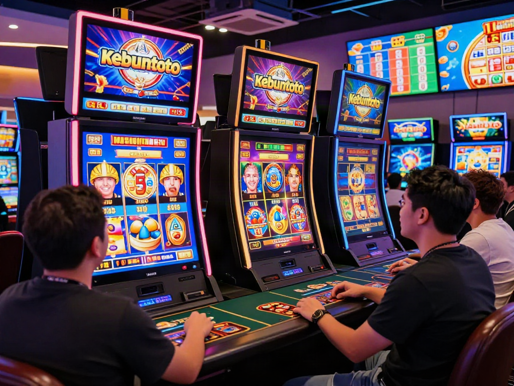 Exciting kebuntoto online casino scene with players engaging in dynamic slot machines and live games