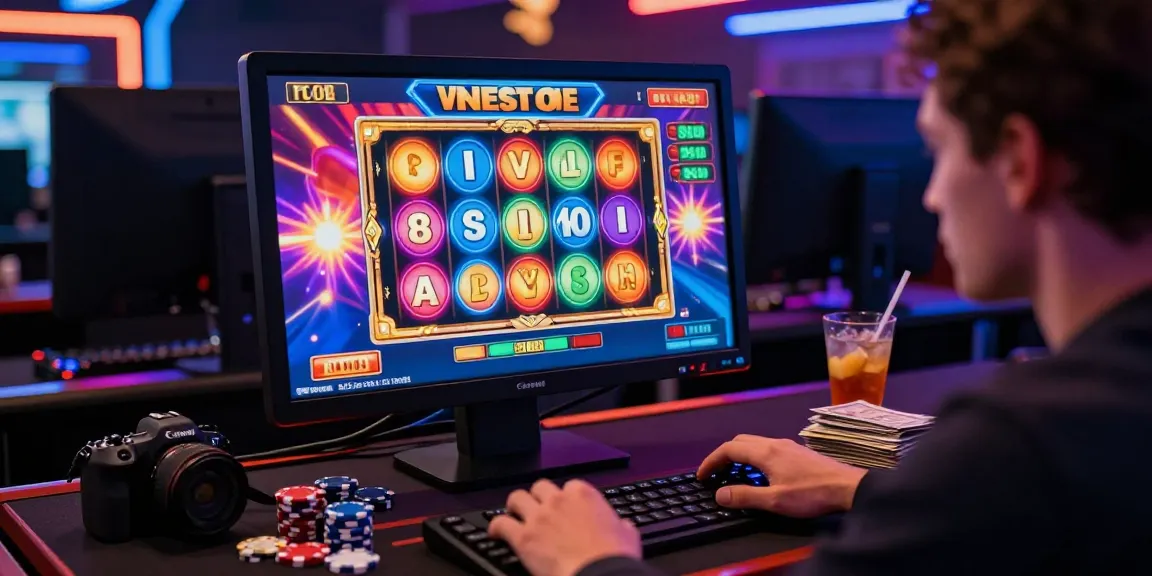 Pengalaman bermain slot online yang mengasyikkan dengan grafik warna-warni dan lingkungan neon.