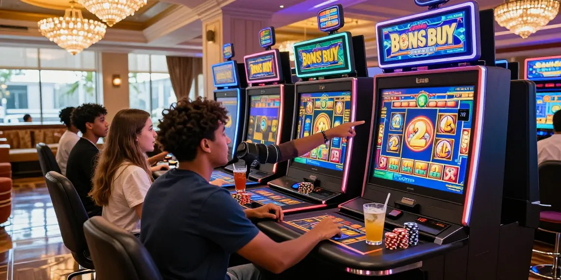 Players enjoying Bonus Buy Slots at https://crownnorthill.co.uk/ in a luxurious casino atmosphere, filled with excitement.