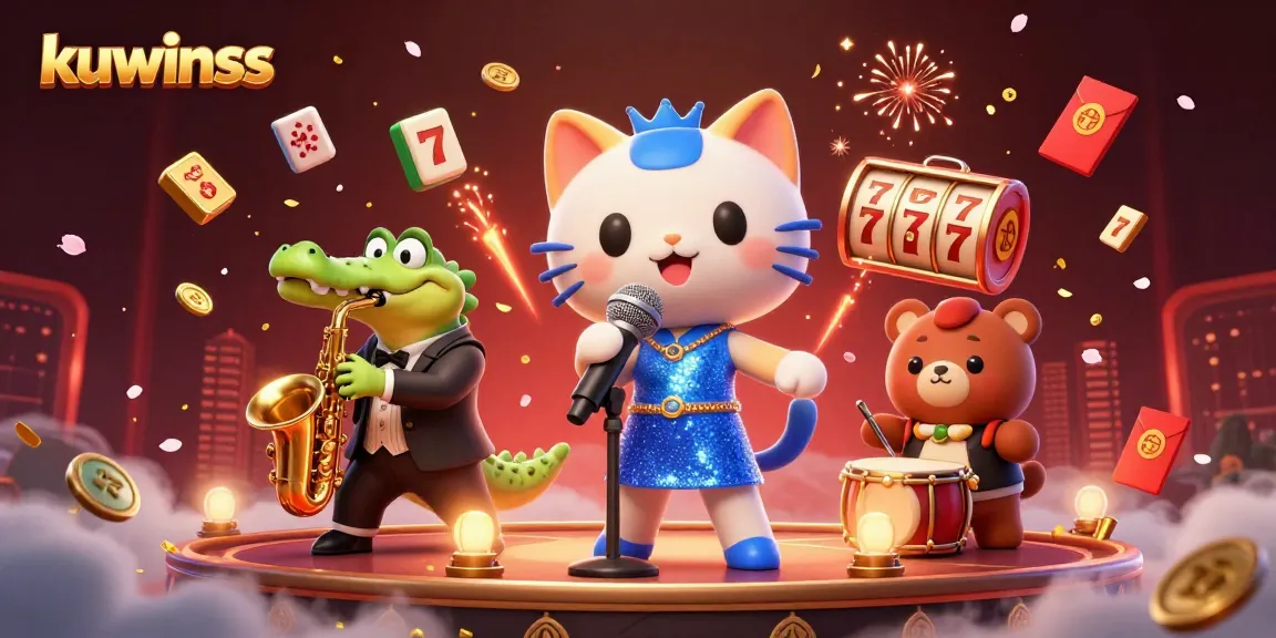 Experience the fun at kuwinss with vibrant casino characters in a lively gaming scene.