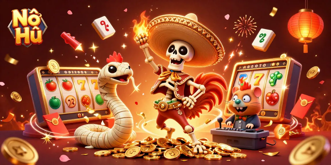Engage with Nổ Hũ excitement in a vibrant 3D casino scene featuring iconic characters.