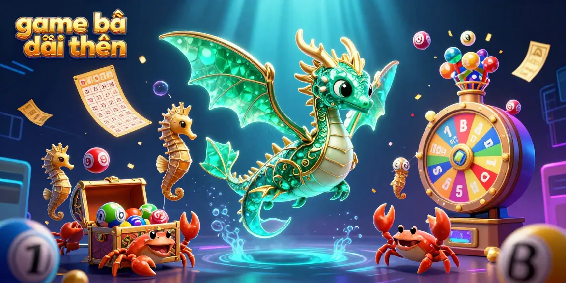 Immerse in game bài đổi thưởng with vibrant lottery elements and the majestic sea dragon illustrating the thrilling gaming experience.
