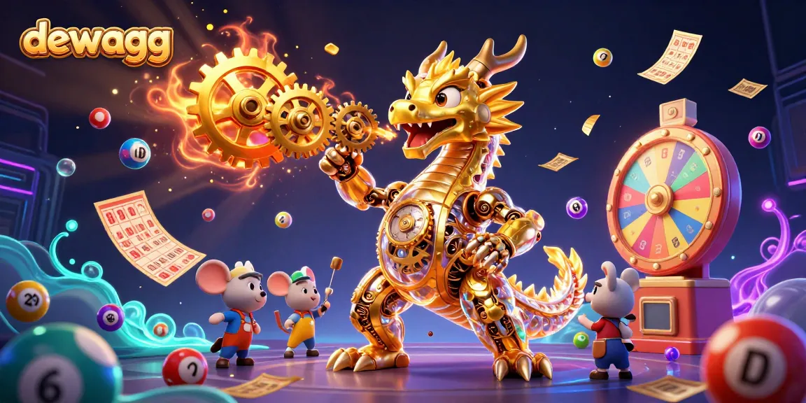 Engage with dewagg's exciting games amidst dynamic lottery elements and a vivid dragon scene.