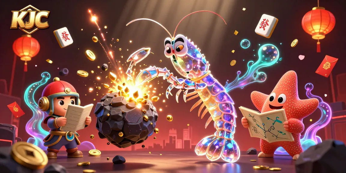 KJC enhances online gaming excitement with a vibrant scene of colorful casino elements and characters.