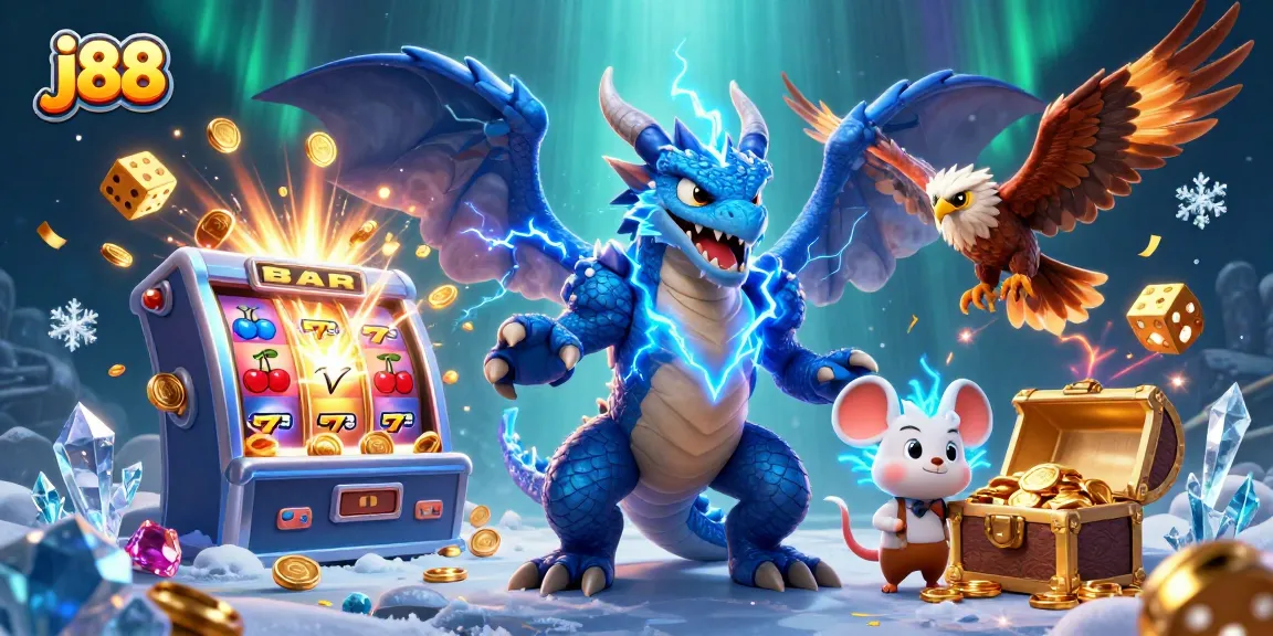 Experience thrilling j88 casino action with vibrant slot machines and dynamic gaming characters.