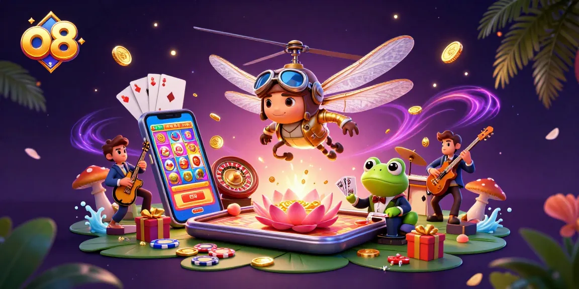 Experience thrilling gaming action at o8 with a vibrant casino scene featuring dynamic characters and games.