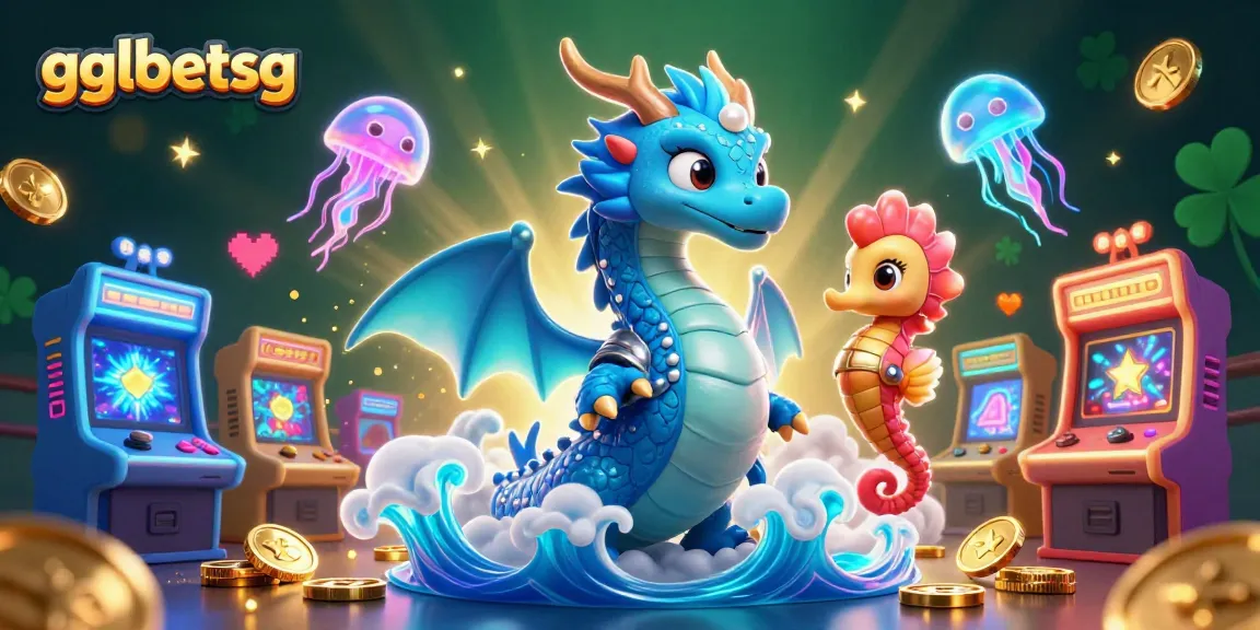 gglbetsg offers vibrant 3D gaming scene with a dazzling azure dragon and coral knight.