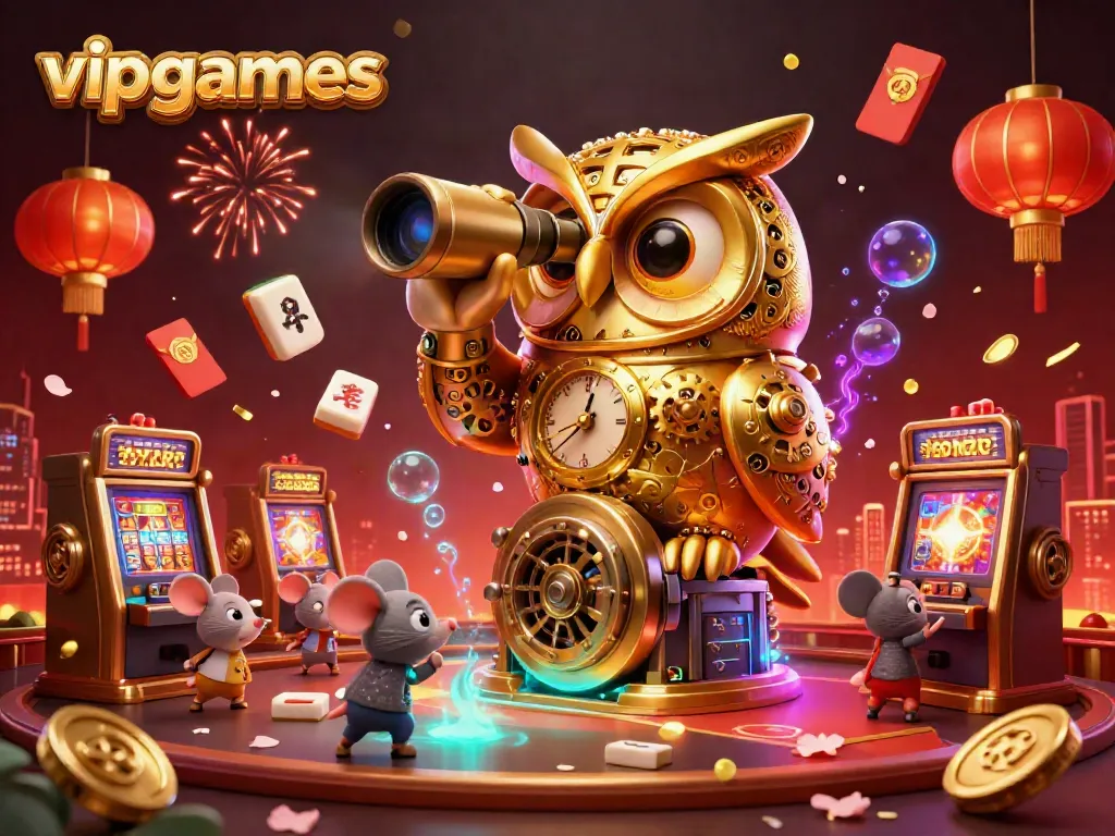 Experience exciting gameplay with vipgames at a vibrant casino with dynamic elements and animated characters.