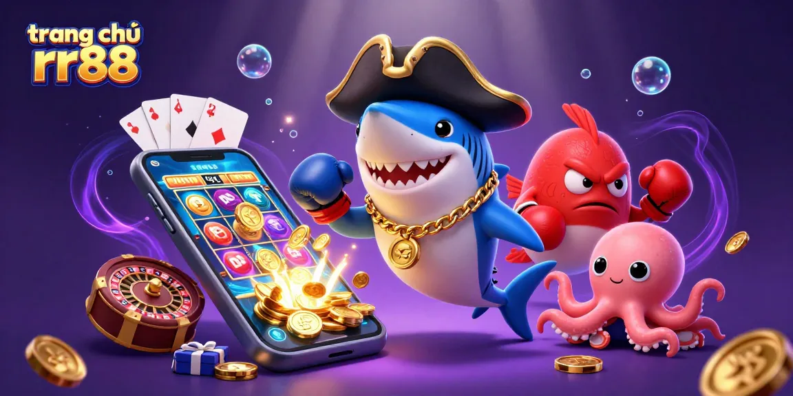Experience exciting games at trang chủ rr88 with a playful underwater casino theme featuring vibrant characters and rich elements.