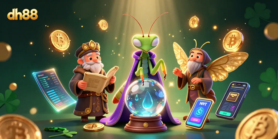 Play slots at dh88 with vibrant 3D characters and crypto elements in an exciting casino scene.