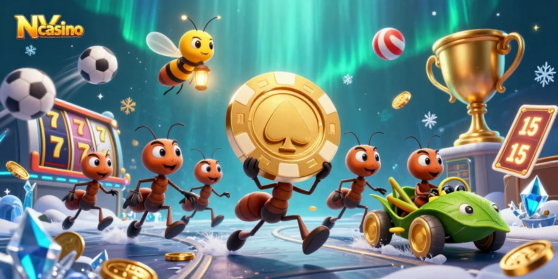 Engage with NVcasino's thrilling play in this vibrant, action-packed illustration of ants in a heist.