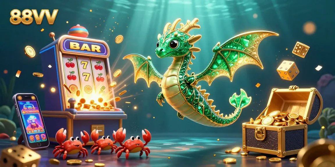 Spin to win with 88VV's vibrant slots scene, featuring jewels and jackpot treasures.