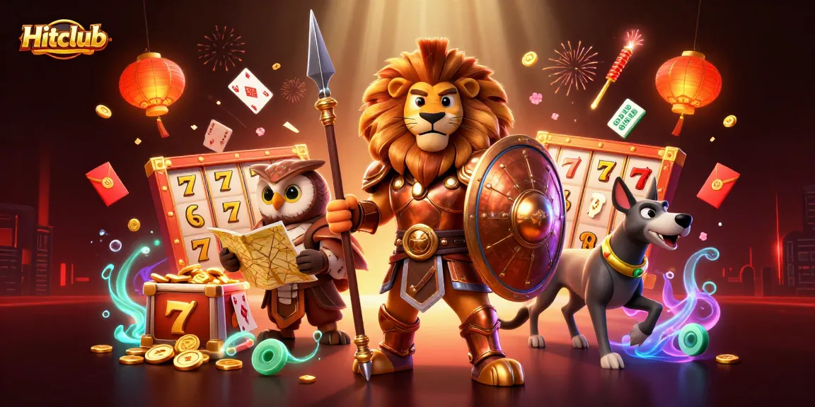 Hitclub illustrates a dynamic casino scene with a Spartan lion, owl strategist, and swift greyhound.