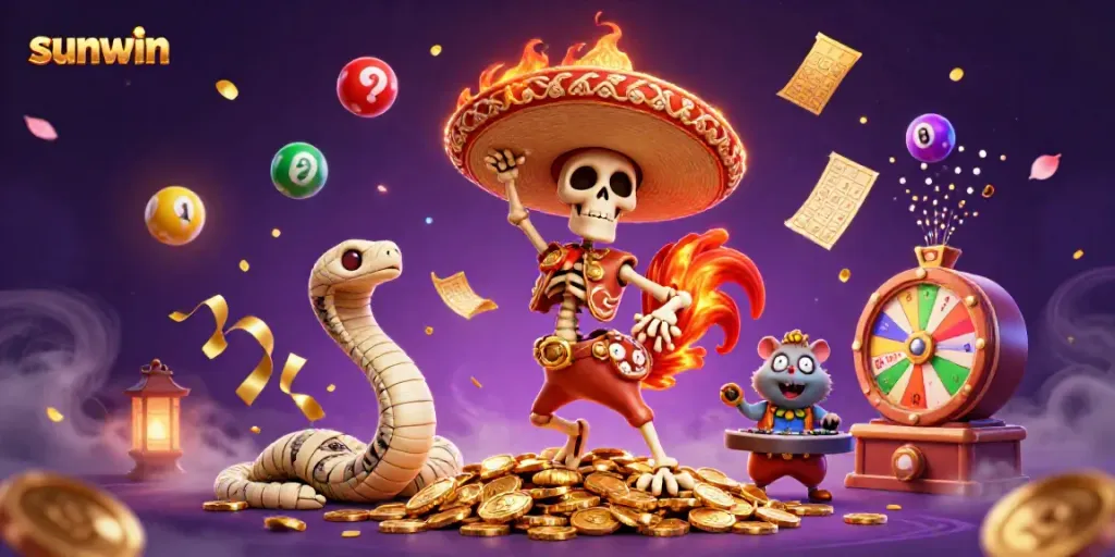 Experience thrilling jackpot excitement with sunwin's vibrant casino scene dominated by lively characters and dynamic game elements.