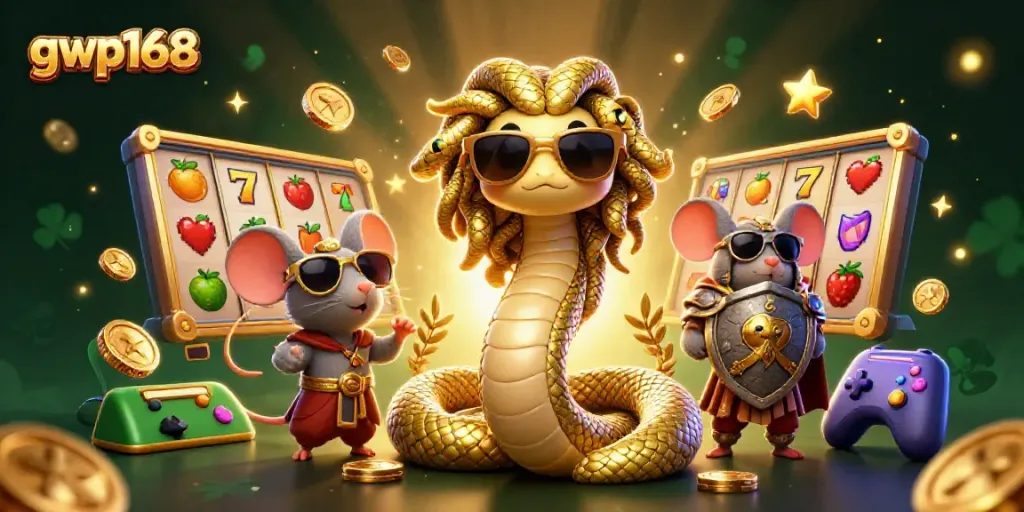 GWP168 menawarkan permainan slot gacor yang menyenangkan dengan Medusa dan karakter kartu bersama.