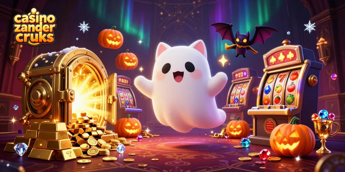 Menangkan peluang di casino zonder cruks dengan ilustrasi kucing hantu dan bat vampir di kasino yang megah