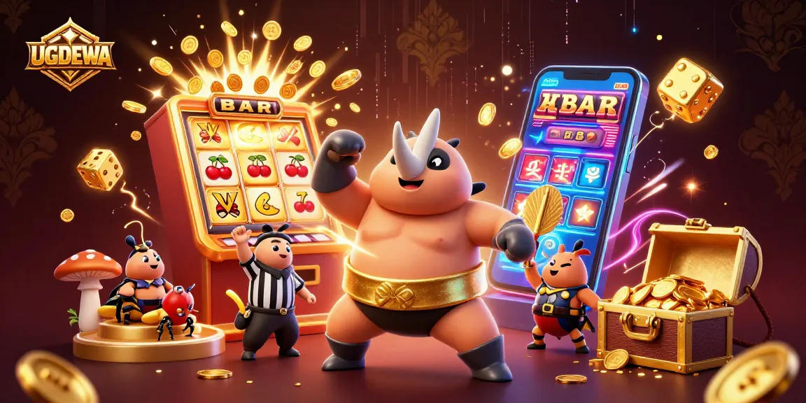 Experience fast-paced gaming joy with UGDEWA's vibrant visual scene, showcasing dynamic slot machine excitement.