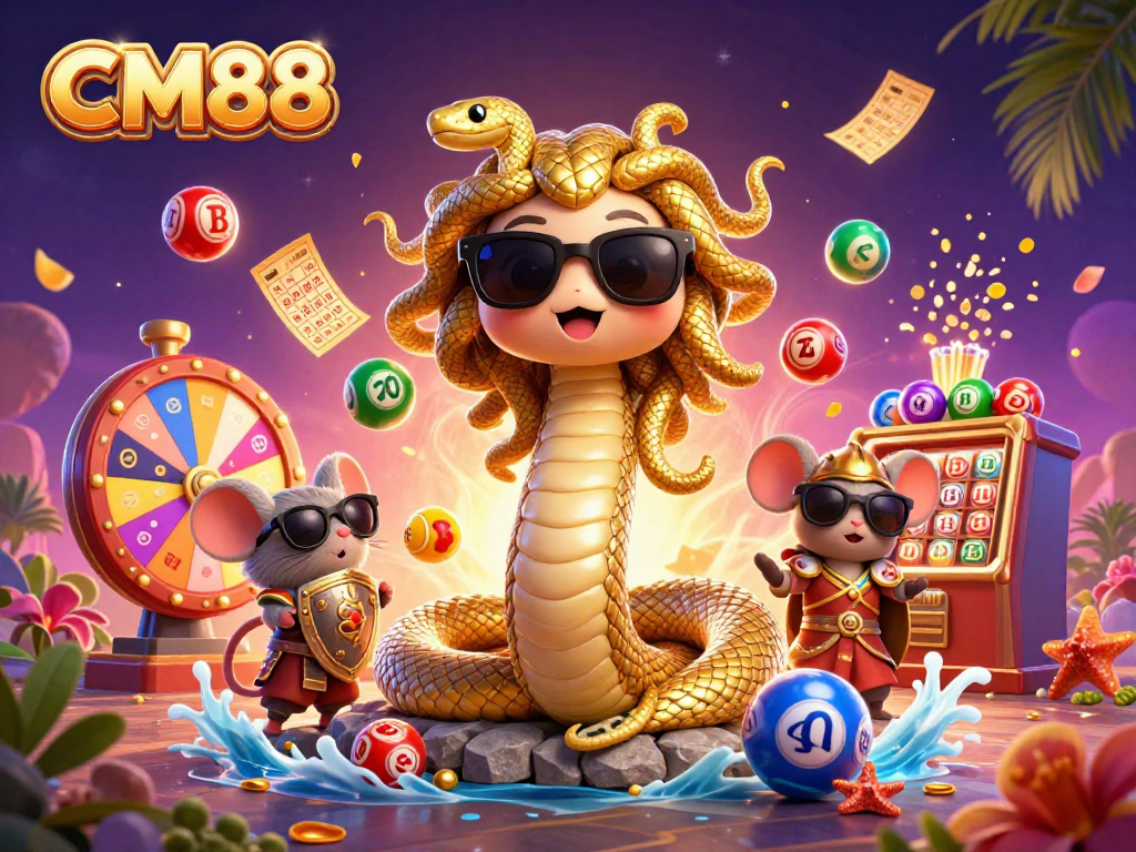 Engage with CM88's vibrant gameplay, featuring dynamic lottery action and charming characters.