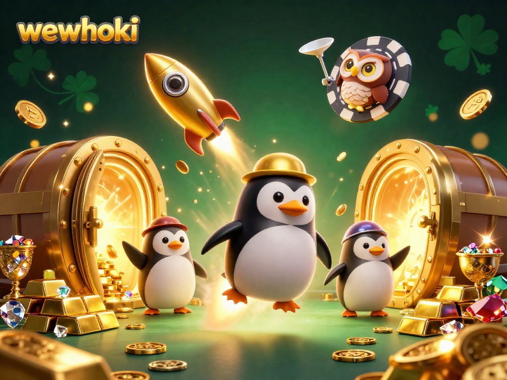 Wewhoki menawarkan pengalaman kosmik dengan penguin emas dan harta kasino yang melimpah.