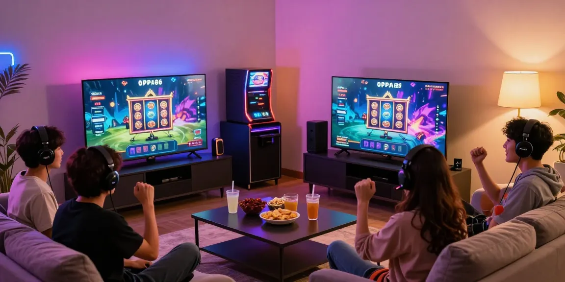 Exciting gaming session around OPPA86 situs interface in a cozy living room.