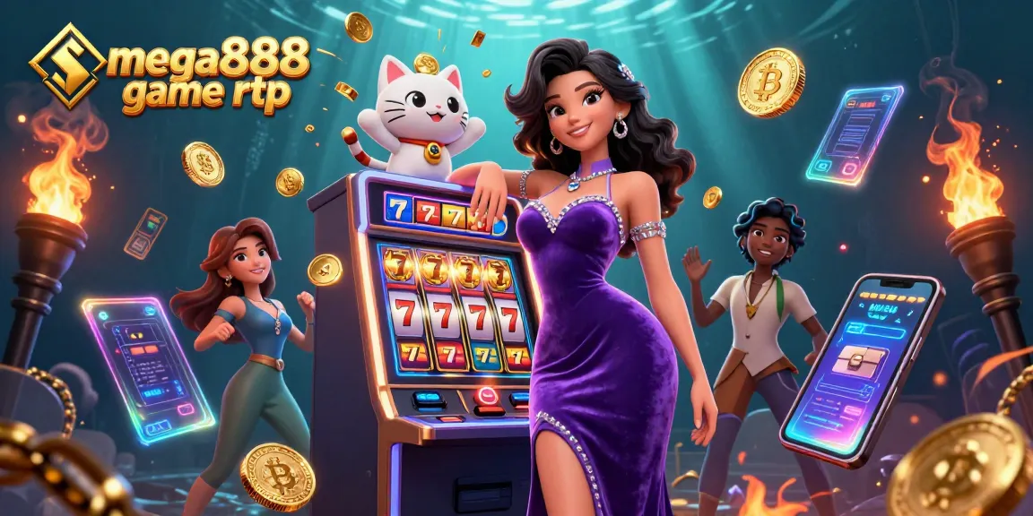 Spin to win with the mega888 game RTP featuring a glamorous scene with a jackpot slot machine.