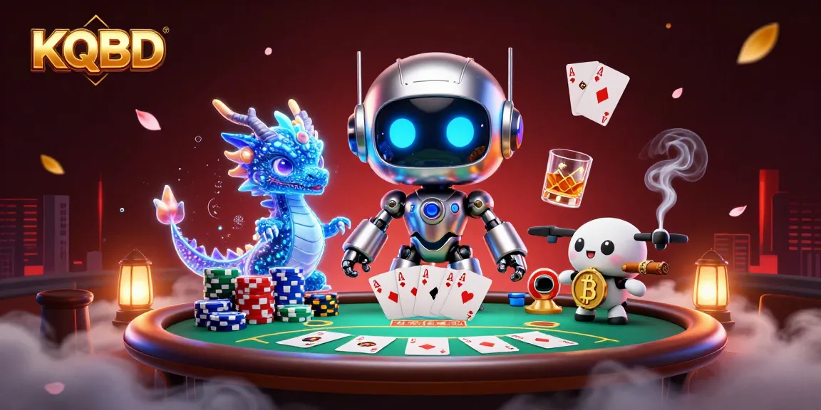 KQBD showcases thrilling sports betting action with a futuristic cyberpunk robot in a vibrant casino setting.