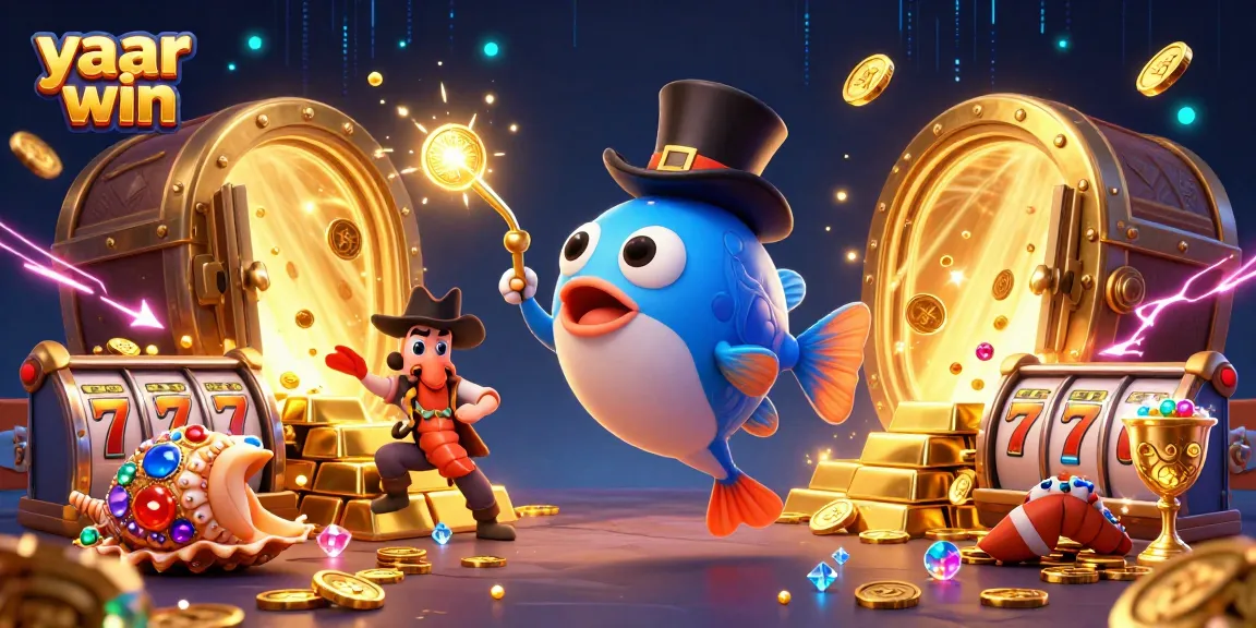 Play yaar win with an exciting scene featuring a glowing anglerfish, pirate shrimp, and gemstone snail.