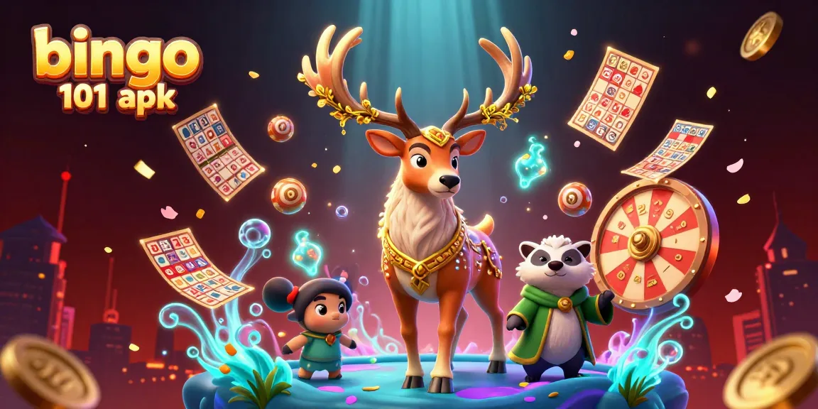 Engage with the exciting bingo 101 apk in a vibrant illustration showing bingo cards, rich rewards, and captivating characters.