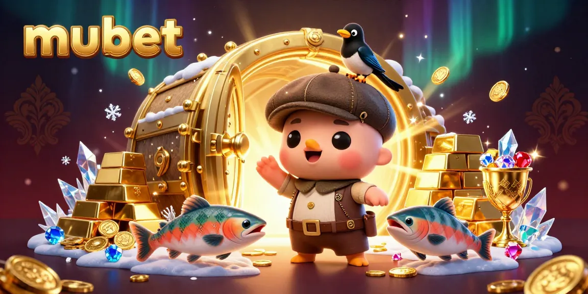Experience gaming excitement with mubet featuring colorful characters, gold treasures, and casino elements.