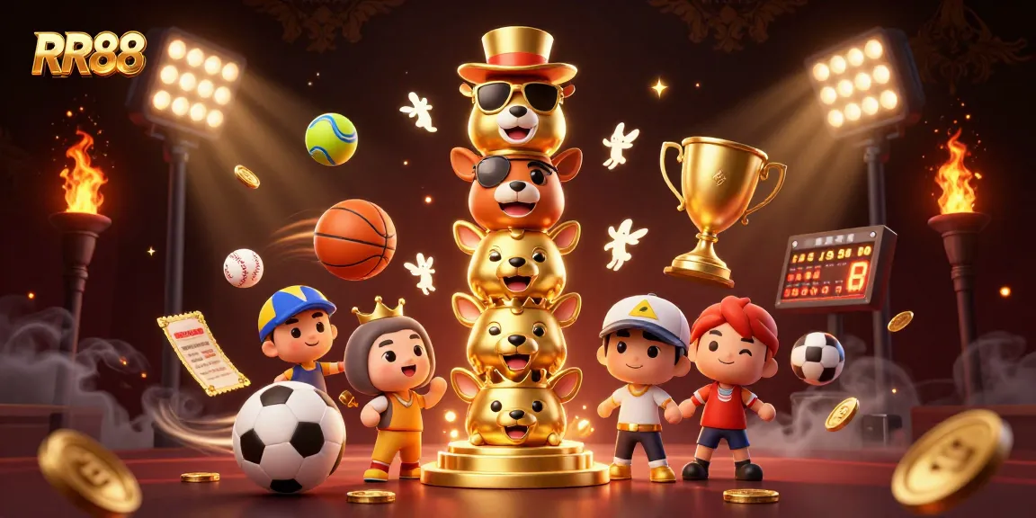 Win big with RR88 as you enjoy a vibrant casino atmosphere in this dynamic illustration.