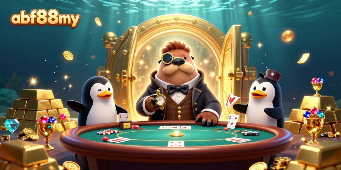 Join the underwater poker game at afb88my with a jolly walrus, a sophisticated penguin dealer, and a bluffing pufferfish.