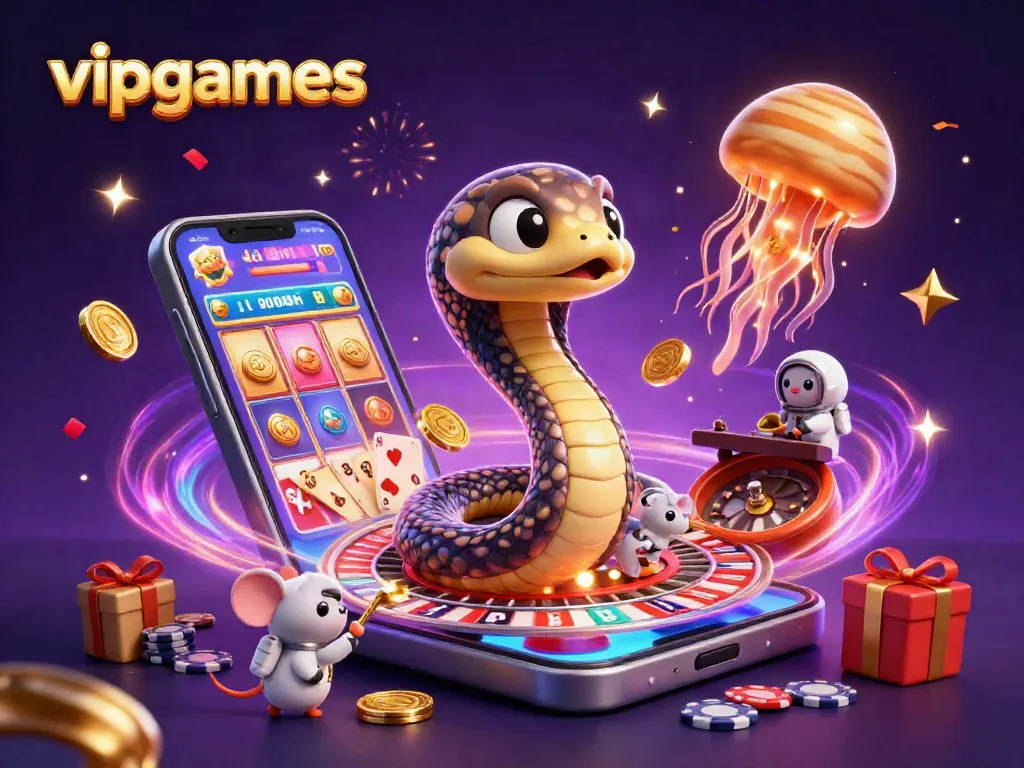 Experience thrilling betting on vipgames with a cosmic dealer and astronaut mice in a vibrant casino scene.