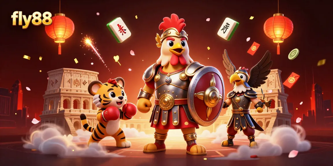 Engage with fly88 by experiencing thrilling games illustrated with vibrant characters and rich casino elements.