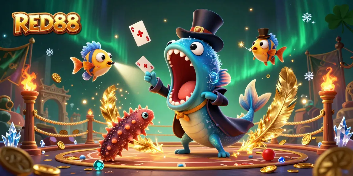 Engage with RED88's thrilling casino atmosphere featuring a magical underwater scene.