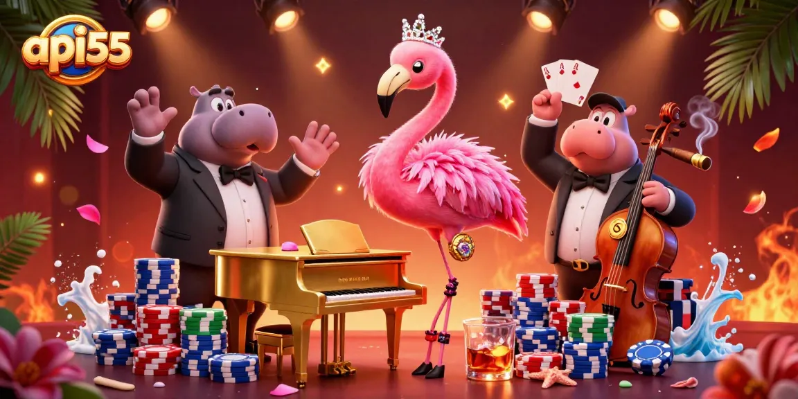 Experience winning moments with api55's vibrant casino scene, featuring engaging characters and dynamic game elements.