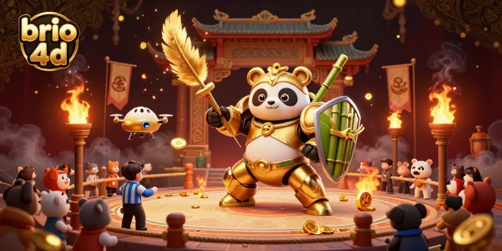 Experience the excitement of brio 4d slots with a dynamic 3D scene filled with vibrant casino action.
