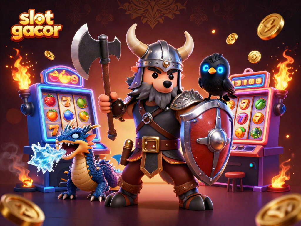 Engage in thrilling gameplay with slot gacor featuring vibrant 3D characters and casino elements.