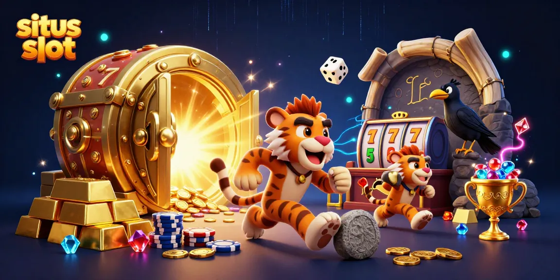 Menang dalam permainan situs slot dengan karakter prasejarah yang penuh guci emas.