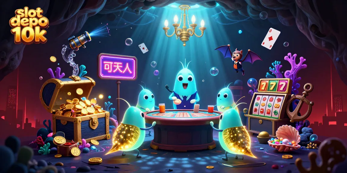 Play slot depo 10k with vibrant glowworms lighting up an engaging casino scene filled with excitement!